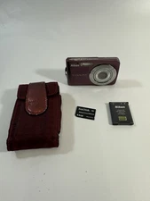 Nikon Coolpix S210 8.0MP Digital Camera Plum, Case , Battery - WORKS No Charger
