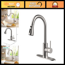 Pull-Down Spray Kitchen Faucet, Single Handle High Arc, Stainless Steel, Brushed