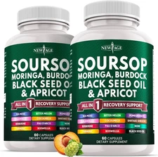 2-PK Soursop Supplement - Moringa, Sea Moss, Black Seed Oil, Berberine, Turme...