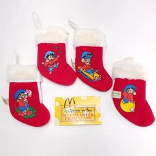 An American Tail Fievel Mini Christmas Stocking Lot Of 4 Vintage 7" McDonald's