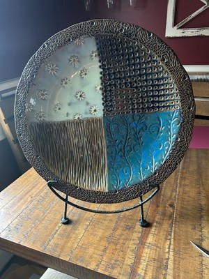Stunning Ceramic decorative platter features Four quadrant design with unique