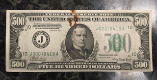 1934 Circulated Five Hundred Dollar $500 Note
