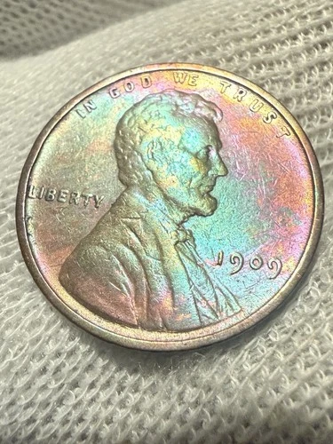 1909 VDB Philadelphia Mint Copper Lincoln Lustr AU +Wheat Cent High Grade Toned