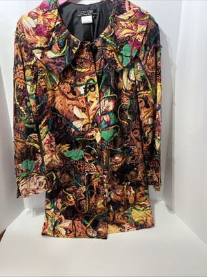 City Girl - Nancy Bolen Lined Boho Jacket Multi Floral-Vintage-NWT-Size S-E111