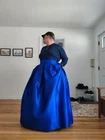 Women Long Royal Blue Taffeta Skirt with Two Pockets Casual and formal Occasion