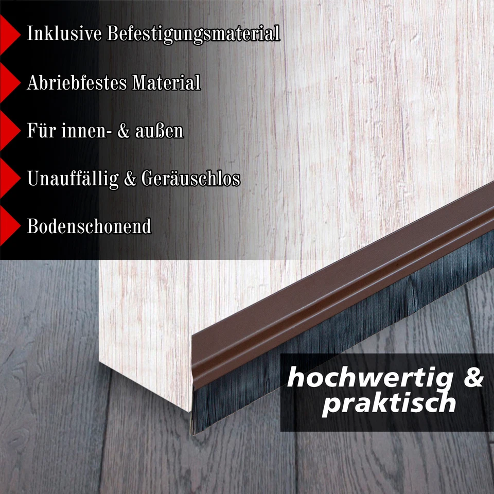 Türdichtung Türbodendichtung Selbstklebend & Anschrauben Alu Profil 1m Bürste - Bild 2 von 4