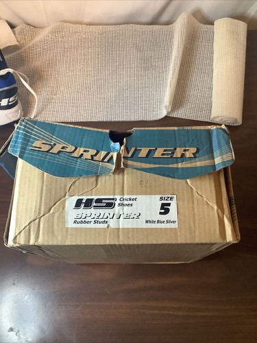 Neu mit Karton Performer HS Gummi Nieten Cricket Stollen weiß silber und blau Größe 5 - Bild 4 von 4