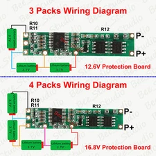 Battery BMS Protection PCB Board for 3-4 packs 18650 Li-ion Lithium Battery Cell