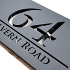 30 x 16cm House Numbers Plaque Signs Plaques Name Laser Cut mirror - Grey Black
