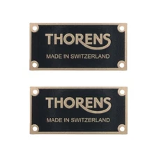 THORENS Made in Switzerland Turntable Name Plate 50.8mm(2")X25mm(0.98") GOLD