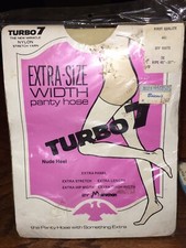 Vtg TURBO 7 Extra-Size Width Panty Hose Off White 3X 100 Nylon Marathon USA