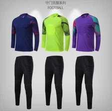 Men Soccer Goalie Uniform Adult Long Sleeve Jersey & Short Pants Goalkeeper Kit