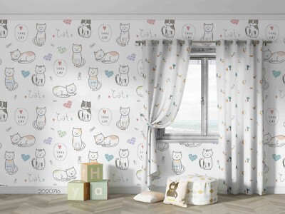 3D Cute Cat Seamless Wallpaper Wall Mural Removable Self-adhesive 223