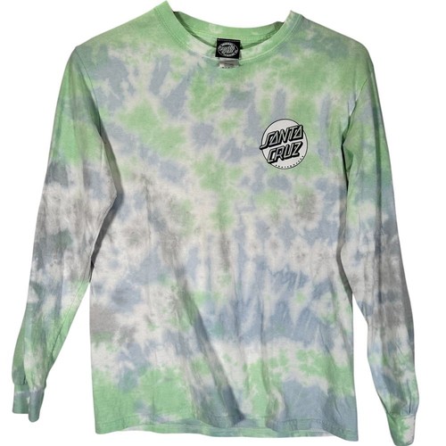 SANTA CRUZ Skateboards Tie Dye Long Sleeve T-Shirt Size S 100% Cotton Grunge 90s