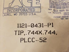 Pace 1121-0431-P1 - PLCC-52 socket - 18.9mm x 18.9mm (0.744" x 0.744")