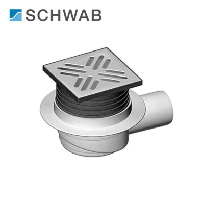 SCHWAB Piletta di scarico da pavimento, griglia 105x105 mm, valvola di non ritorno