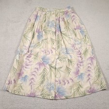 Vtg Alfred Dunner Skirt Women's 10 Floral Cottagecore Midi Linen Elastic Waist