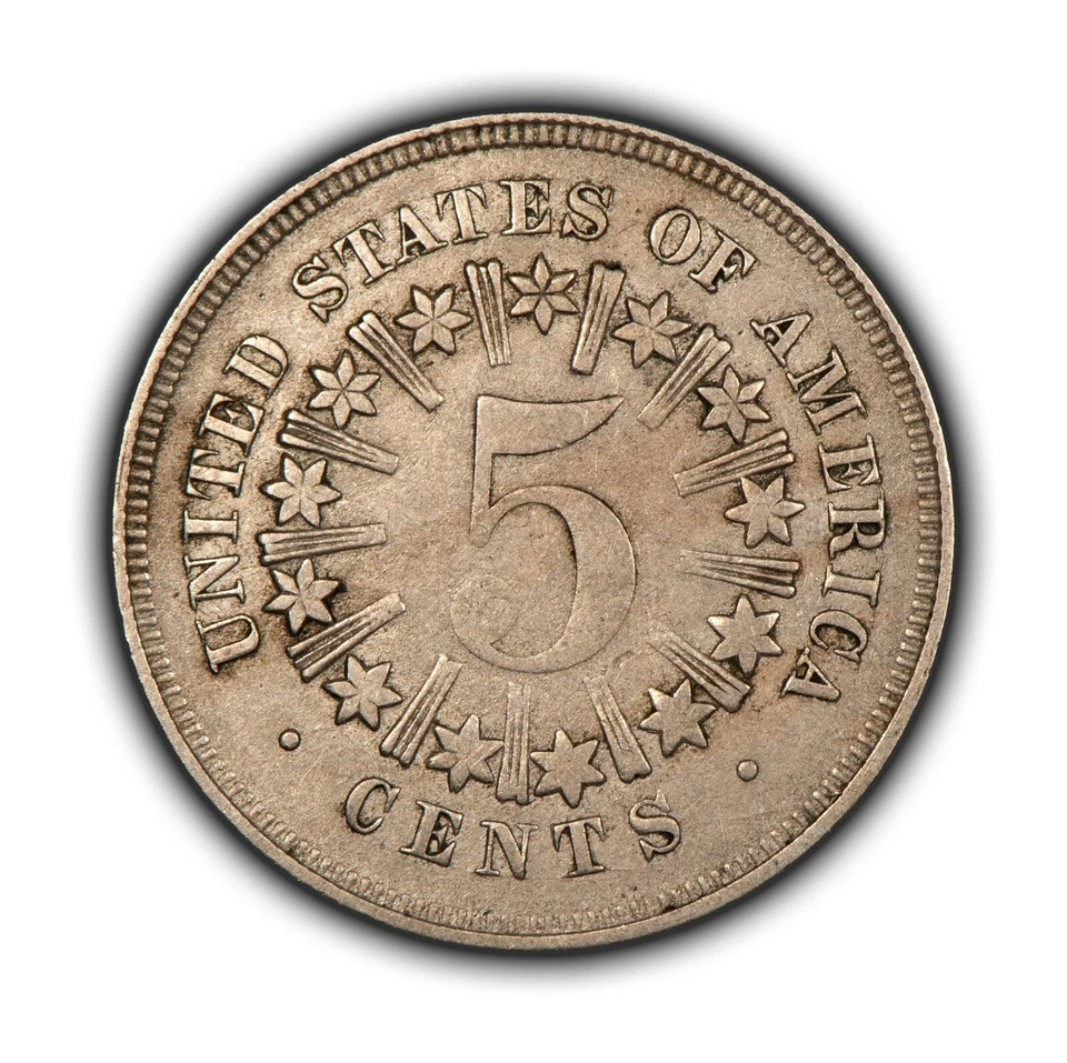 1867 5c US Shield Nickel - Mint Error Retained Cuds - Rays - VF/XF - SKU-Z4756 - Image 2 of 4