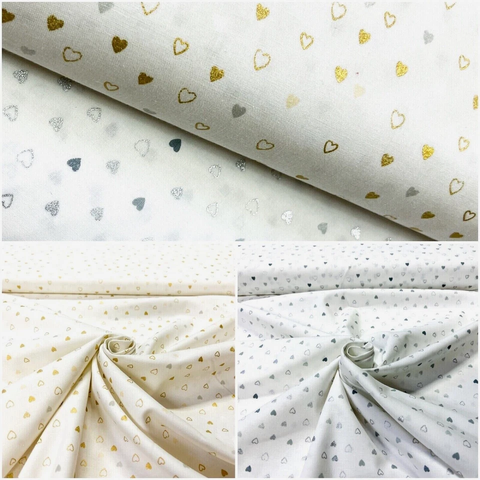 Tela Navideña 100% Algodón Motivo Corazones Brillante Glitzer 110 cm - Imagen 1 de 1