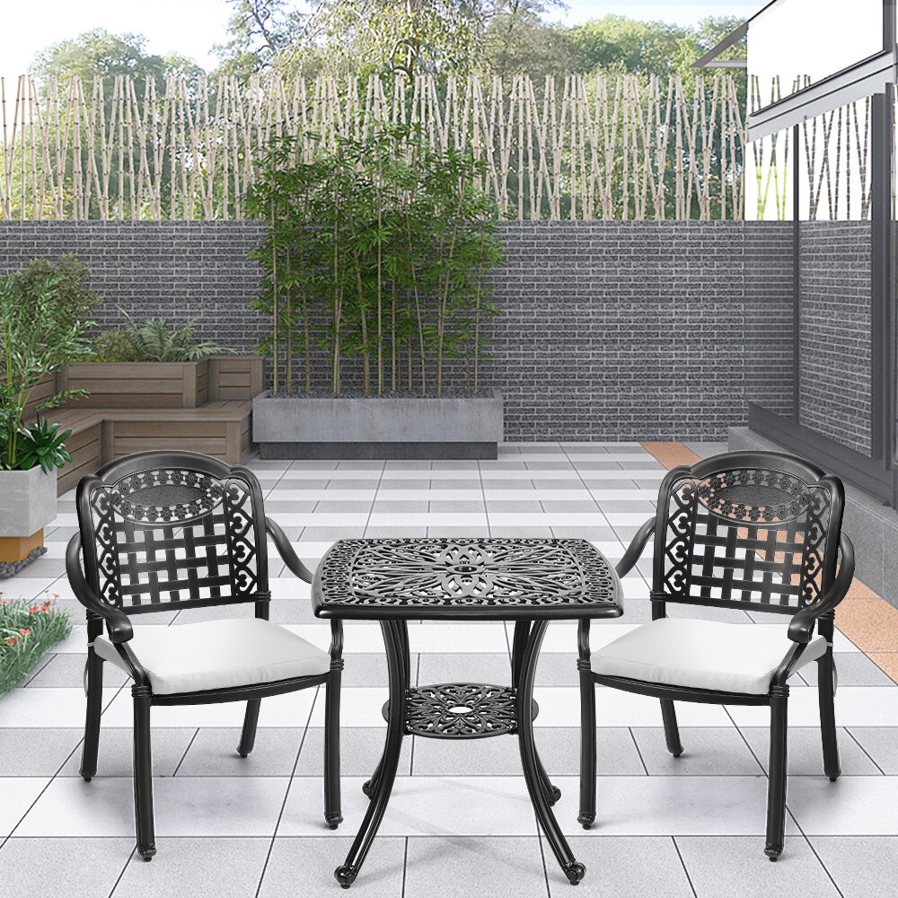 Cast Aluminium Patio Garden Bistro Dining Table and Chairs Set Outdoor