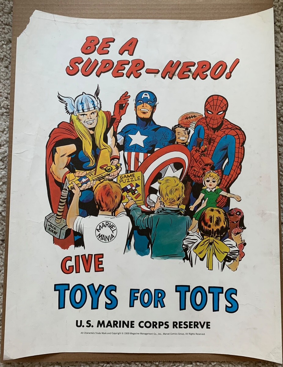 Vintage 1969 JACK KIRBY MARVEL SUPERHEROES TOYS FOR TOTS Poster