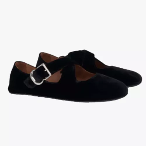 Mujeres Nuevo Elegante Terciopelo Cruzado Hebilla Correa Ballet Plano Mary Jane Zapatos Talla - Imagen 15 de 23