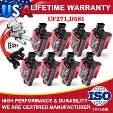 Square Ignition Coil Set and Spark Plug Wire For Chevy GMC 4.8L 5.3L 6.0L 8.1L