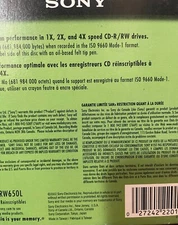 Sony CD-RW 650 MB 74 Min Set of 3 Rewritable New Sealed