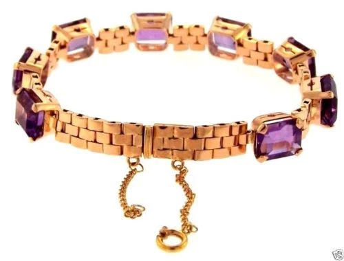 8 Brazaletes Amatista Natural Oro Rosa 18K Certificado GIA De Colección Foto 4 de 4