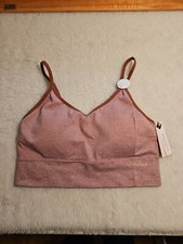 Danskin Now Women Space-Dye Molded Cup Moisture Wick Seamless Sports Bra L Brown