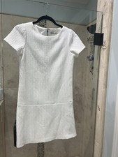 Alice + Olivia Women's Drop Waist Short Sleeve Texture White Dress 0 Xs