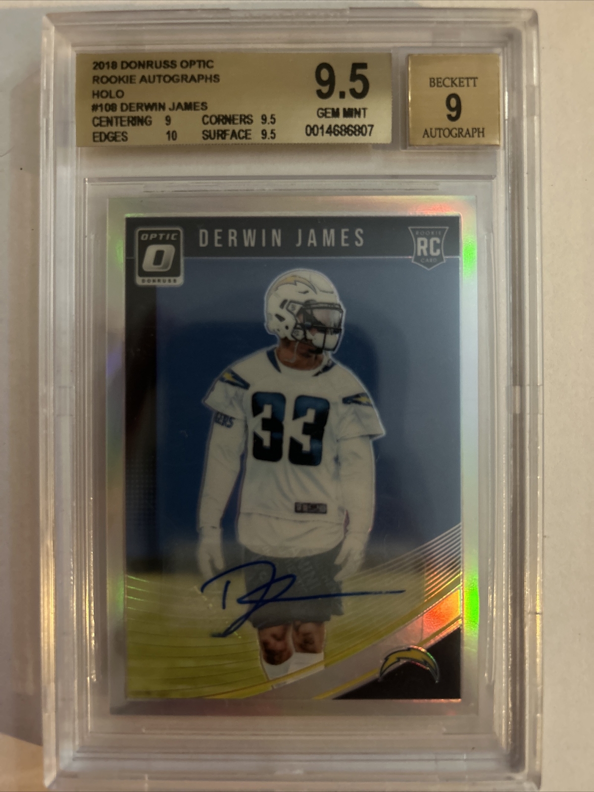 Derwin James Panini Donruss Optic #108 Autograph-Holo