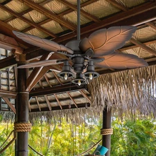 52" Ocean Crest Bronze Tropical Ceiling Fan with Light & Pull Chain