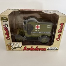 Coin Bank WWI Doughboy Ambulance 76546 Ford Model T Collectible Die-Cast