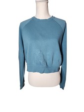 Nike Women s Small Just Do It Crop Pullover Sweatshirt Blue Green Color