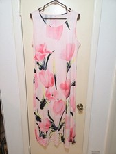 Unbranded Size LWomens Pink Floral Round Neck Sleeveless Sheath Maxi Dress