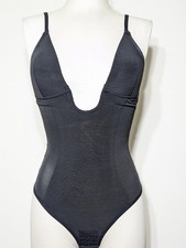Black Mesh Shaping Bodysuit Adjustable Removable Straps Sheer Back Medium