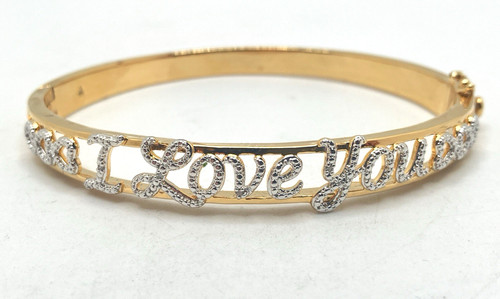 14K Gold-Plated Danbury Mint "I Love You" Bangle Bracelet