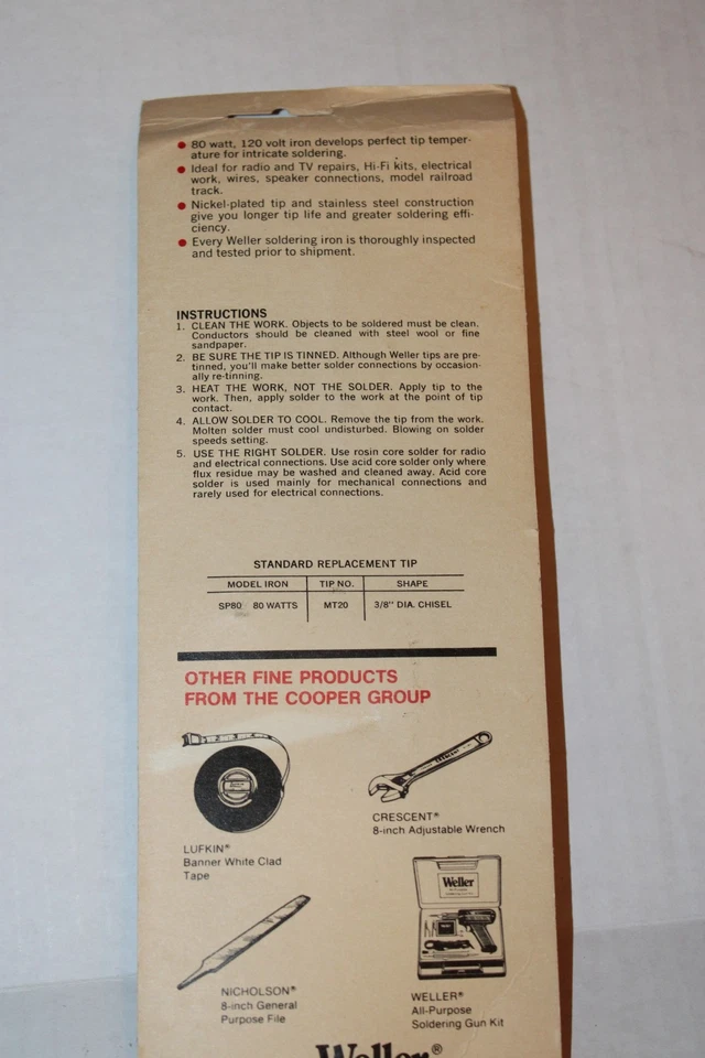 Weller Medium Duty Stained Glass Soldering Iron SPG80 New Old Stock Sealed - Image 3 of 3