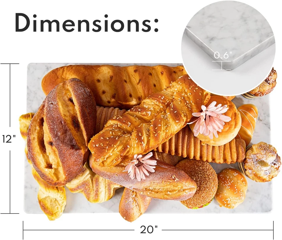 Tabla de cortar de mármol tabla de pastelería para cocina Carrara losa de mármol blanco regalo blanco Foto 2 de 2