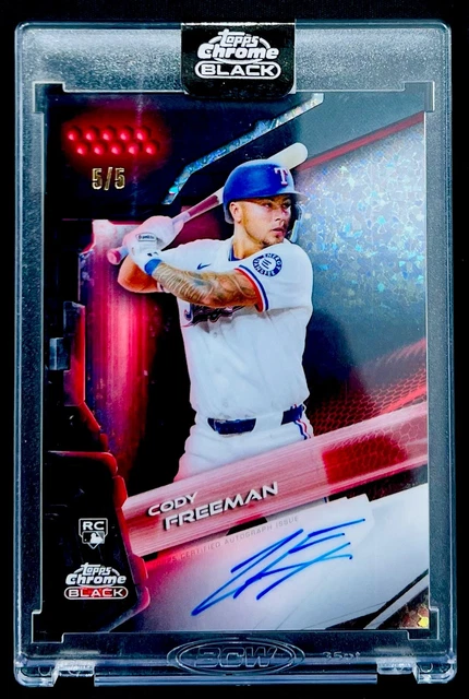 2026 Topps Chrome Black Cody Freeman Rookie Red Mini Diamond Refractor Autogramm 5/5