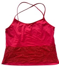 NBB Lingerie Y2K Red Lace Crop Babydoll Camisole Top M/L Romantic Coquette Fairy