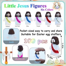 100 Pcs Little Jesus Figures Mini Rubber Jesus Toys Jesus Love You for Easte US