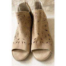 Coolway Tan Nelia Perforated Leather Side Zip Peep Toe Shoes Size 41/US 10 