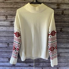 Christian Siriano Women's Chenille Sweater Sz XL Off-White Long-Sleeved Pullover