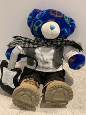 Blue Peace Sign Plush Build A Bear With Guitar Rock & Roll Outfit Shoes