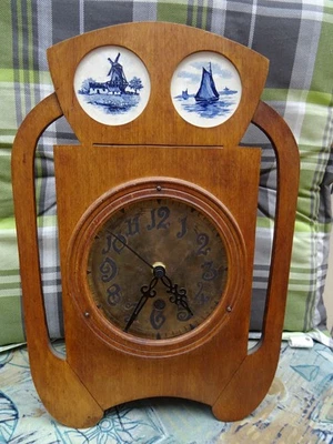 Delfts Wanduhr-küchenuhr Wächtersbach Keramik Jugendstil Windmühlen Holland Dec - Bild 1 von 4