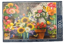 CROWN POINT GRAPHICS 1000 PIECE PUZZLE - SUNNYSIDE FLOWER MARKET 20x28 W/ Poster