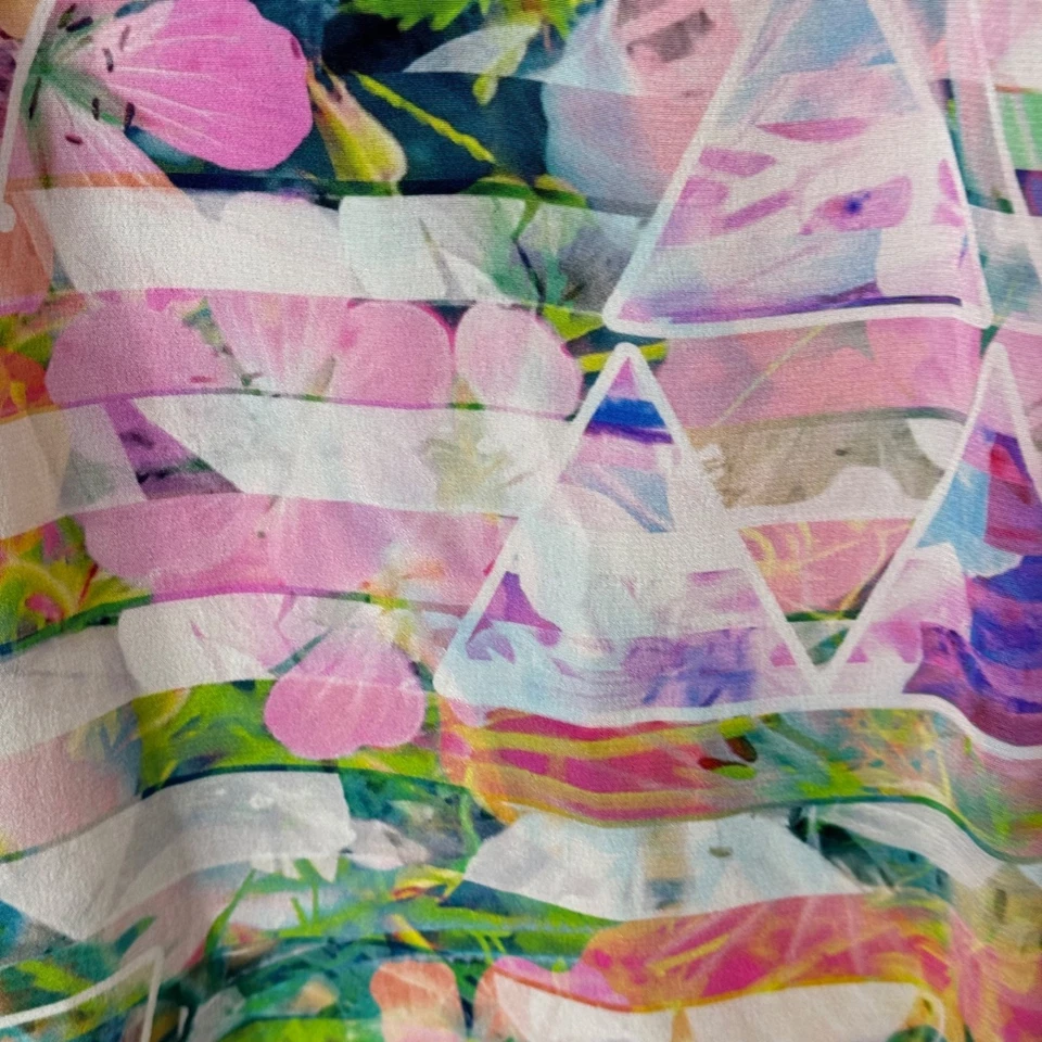 Amanda Uprichard Silk Tank Top Multicolor Geometric Floral Chain Bright Sz P/XS - Image 2 of 4