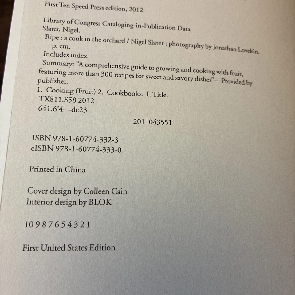Ripe: A Cook in the Orchard by Nigel Slater 2012 First US Edition Fruit Cookbook - Image 4 of 4